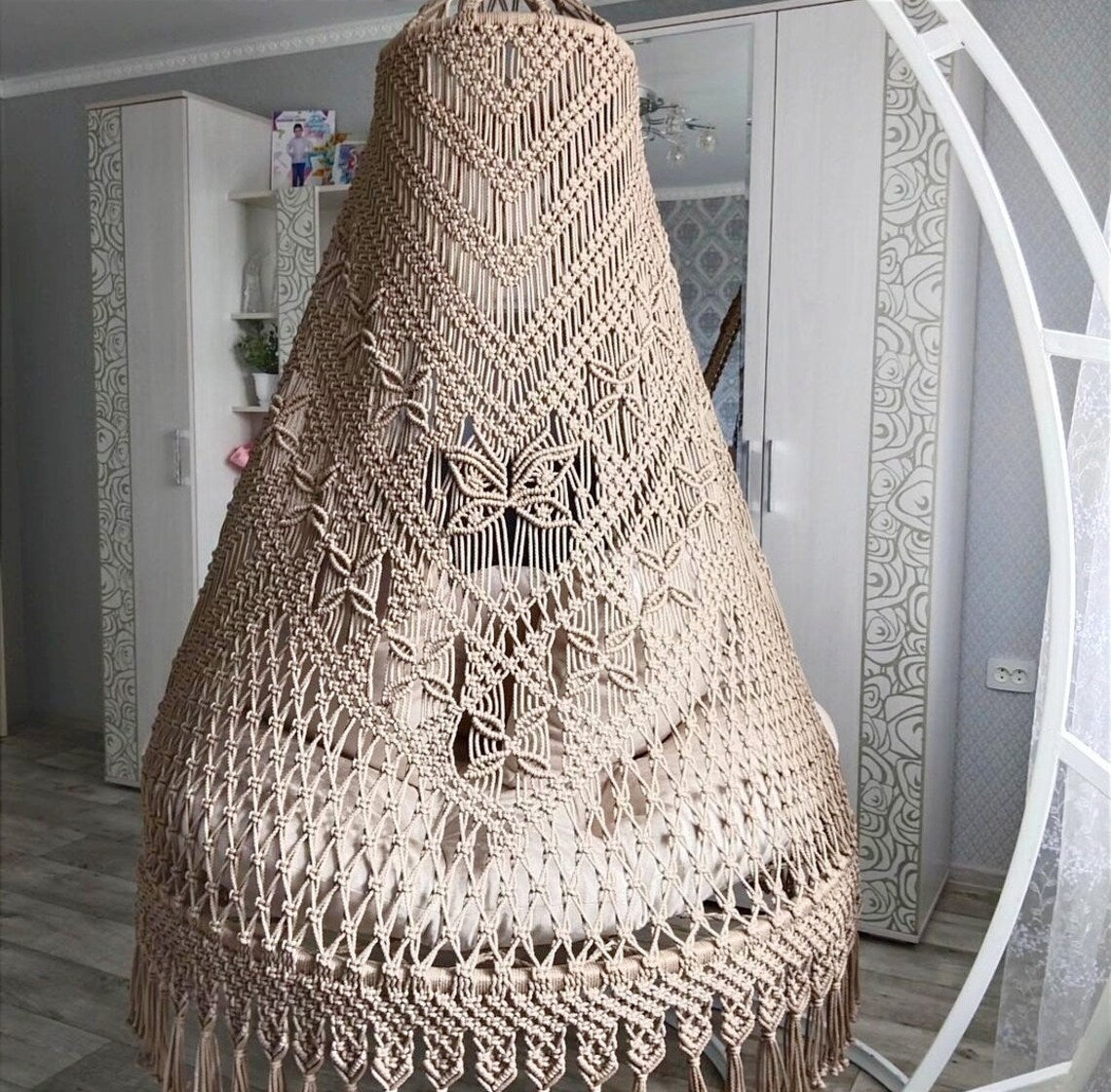 Brown Double Seater Macrame Swing 50 inches - Leechoo